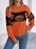 christmas outfit Amfeov Long Sleeves Loose Contrast Color Split-Joint Round-Neck Pullovers Sweater Tops