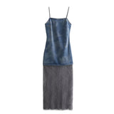 cold weather outfits Amfeov Women's Sleeveless Lace Long Dress with Patchwork, New Suspender, Lace, See-through, See-through, Sensual Lingerie