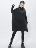 christmas outfit Amfeov Black Cropped Turtleneck Sweater Dress