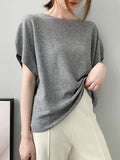 christmas outfit Amfeov Half Sleeves Loose Solid Color Off-The-Shoulder Knitwear Pullovers Sweater Tops