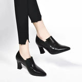 Amfeov 2024 Spring and Autumn New Fashion Pointed Outwear Solid Color Versatile Black Large Women's Shoes High Heel Single Shoe Women