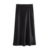 cold weather outfits Amfeov 2024 Spring Women Fashion Skirts Solid Satin Silk Texture Tight Midi Skirt Woman Party Chic Elegant Women Mermaid Skirt