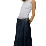 cold weather outfits Amfeov Women's Denim Skirt with Front Slit Waistband Decoration Versatile Half Length Skirt for Commuting Temperament New