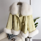 cold weather outfits Amfeov 2024 Winter New Style Whole Leather Fox Fur Jacket Women's Youth Petite Cropped Fashionable Fur Sweater Coat