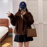 cold weather outfits Amfeov Borderless Faux Fox Fur Velvet Stand Collar Cropped Women's Jacket New Arrival Chinese Mainland Origin True Leather Fur