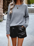 christmas outfit Amfeov Long Sleeves Loose Solid Color Round-Neck Pullovers Sweater