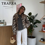 cold weather outfits Amfeov 2024 Spring Summer Casual LEOPARD Women Jackets Fashion Vintage Turn-down Collar Zipper Streetwear Ladies Jackets