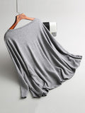 christmas outfit Amfeov Batwing Sleeves High-Low Solid Color Boat Neck Knitwear Pullovers Sweater