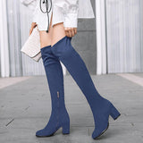 cold weather outfits Amfeov Faux Suede Boots over the knee high women boots women's autumn thigh high boots shoes bota B876a