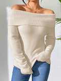 christmas outfit Amfeov Long Sleeves Solid Color Off-The-Shoulder Pullovers Sweater Tops