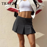 cold weather outfits Amfeov 2024 Spring Summer Women Casual Tierred Mini Skirts Fashion Vintage Solid High Wasit Ruffles Pleated Sexy Shorts Skirts