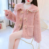 cold weather outfits Amfeov Thickened Lamb Wool Fleece Short Jacket For Women 2024 Winter New Petite Leather Integrated Fleece Overcoat Doll Neck Style