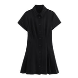 cold weather outfits Amfeov Women's new dress shirt style single breasted pleated fashion casual versatile long skirt