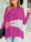 christmas outfit Amfeov Batwing Sleeves Long Sleeves Contrast Color Round-Neck Knitwear Pullovers Sweater Tops