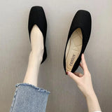 Amfeov 2024 Cotton Fabric Flats Shoes Women Yellow Ballerina Socks Shoes Women Loafers Slip on Flat Heel Mule Shoes Plus Size 43