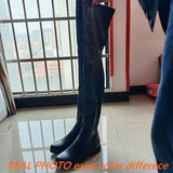 cold weather outfits Amfeov Autumn Over Knee Boots 3.5cm Heel Round Toe Leather Thigh High Fashion Big Size 45 46 47 48 US17