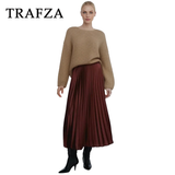 cold weather outfits Amfeov 2024 Spring Summer Casual Folds Long Skirts Fashion Vintage Solid Satin Oversized High Waist Chic Elegant Lady Skirts