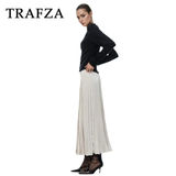 cold weather outfits Amfeov 2024 Spring Summer Casual Folds Long Skirts Fashion Vintage Solid Satin Oversized High Waist Chic Elegant Lady Skirts