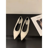 Amfeov Pointed Toe Women Loafers Black Brown White Casual Mules Shoes New 2024 Fashion Shallow Slip on Low Flat Heel Party Dress Shoes