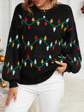 christmas outfit Amfeov Long Sleeves Loose Contrast Color Round-Neck Pullovers Sweater Tops