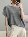 christmas outfit Amfeov Half Sleeves Loose Solid Color Off-The-Shoulder Knitwear Pullovers Sweater Tops