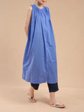 Amfeov Sleeveless Pleated Pure Cotton A-line Dress