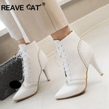 cold weather outfits Amfeov Ankle boots Women Pointd toe Pu Shoes women High quality Lady boots mujer Botas Shoes A1201