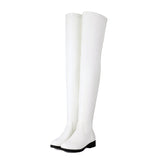 cold weather outfits Amfeov Autumn Over Knee Boots 3.5cm Heel Round Toe Leather Thigh High Fashion Big Size 45 46 47 48 US17