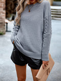 christmas outfit Amfeov Long Sleeves Loose Solid Color Round-Neck Pullovers Sweater