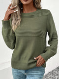 christmas outfit Amfeov Long Sleeves Loose Solid Color Split-Joint Round-Neck Pullovers Sweater Tops