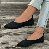 Amfeov Shallow Pointed Toe Ballet Flats Women Spring Autumn Low Slip on Comfortable Mules Soft Mesh Flat Knitted Dress Shoes Ladies 43