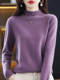 christmas outfit Amfeov Office Long Sleeves Solid Color High-Neck Sweater Tops Pullovers