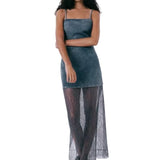 cold weather outfits Amfeov Women's Sleeveless Lace Long Dress with Patchwork, New Suspender, Lace, See-through, See-through, Sensual Lingerie