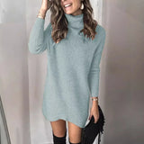 christmas outfit Amfeov Solid Color Turtleneck Two-lapel Knitted Pullover Dress, Women's New Autumn Fashion Casual Hollow-out Loose Sweater Dress Y2k