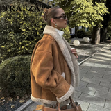 cold weather outfits Amfeov 2024 Autumn Winter Thick Casual Women Jacket Fashion Vintage Pockets Solid Loose Turn Down Collar Streetwear Ladies Coat