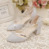 Amfeov Women Fashion High Quality Silver Wedding High Heel Shoes Female Golden Party Night Club Pumps for Spring