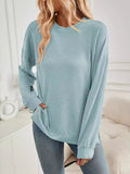 christmas outfit Amfeov High-Low Long Sleeves Pleated Solid Color Split-Joint Split-Side Round-Neck Sweatershirt