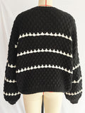 christmas outfit Amfeov Loose Puff Sleeves Split-Joint Round-Neck Sweater Tops