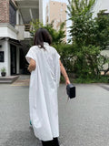 Amfeov hoco dresses French Style Simple Long Shirt Dress