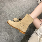 Amfeov Quality Suede Pointy toe Ankle Boots Women Fashion Chelsea Short Boots Winter Simple Comfortable Cowboy Knight Boots