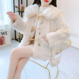 cold weather outfits Amfeov Thickened Lamb Wool Fleece Short Jacket For Women 2024 Winter New Petite Leather Integrated Fleece Overcoat Doll Neck Style