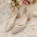 Amfeov Women Fashion High Quality Silver Wedding High Heel Shoes Female Golden Party Night Club Pumps for Spring