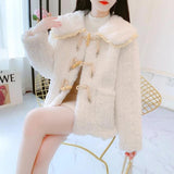 cold weather outfits Amfeov Thickened Lamb Wool Fleece Short Jacket For Women 2024 Winter New Petite Leather Integrated Fleece Overcoat Doll Neck Style