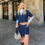 cold weather outfits Amfeov 2024 Spring Summer Casual Denim Women Suits Fashion Pockets V Neck Pullover Half Sleeve Shirts+Chic Mini Shorts Skirts