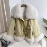 cold weather outfits Amfeov 2024 Winter New Style Whole Leather Fox Fur Jacket Women's Youth Petite Cropped Fashionable Fur Sweater Coat