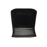 Amfeov Mesh Corset Black Y2K Tops Women Transparent Crop Top Stretch Tube Top Sexy Cami Tops Summer Streetwear