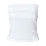 Amfeov y2k Strapless Corset Tops Summer White Off Shoulder Tanks Women Sleeveless Tube Top Sexy Skinny Fit Bustier Clothes White Off Shoulder Tube Top