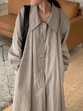 Amfeov Loose Lapel Single-breasted Shirt Dress Trench Coat