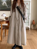 Amfeov Loose Lapel Single-breasted Shirt Dress Trench Coat