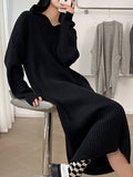 Amfeov Casual Hooded Knitted Long Dress